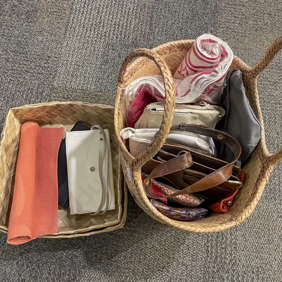 Quantity of Assorted Wicker Baskets together with Ladies Bags etc