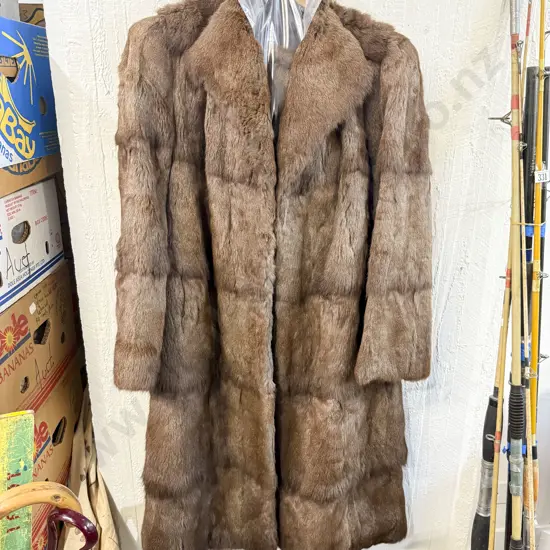 Fine Quality Mid C20th Fur Full Length Coat with Hat & Collar
