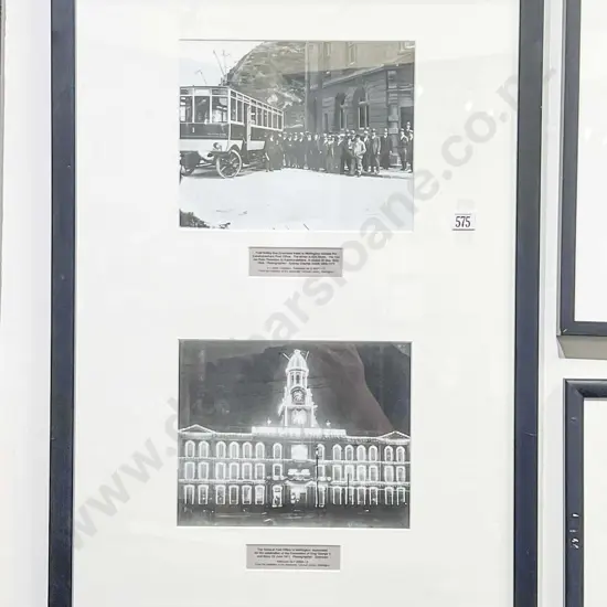 Framed Photographic Display of Two Early Wellington Scenes