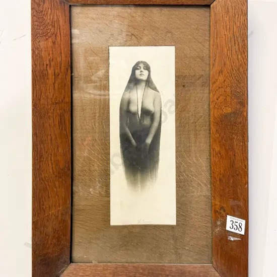 Oak Framed Art Nouveau Silver Gelatin Print "Kaloma"