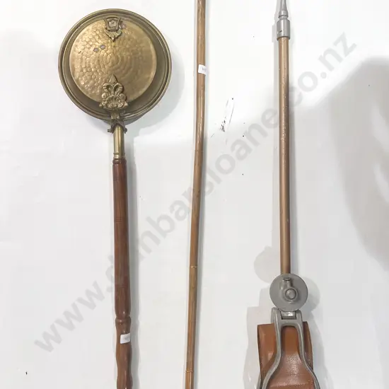 Small Brass Bed Warmer together with Shooting Stick etc
