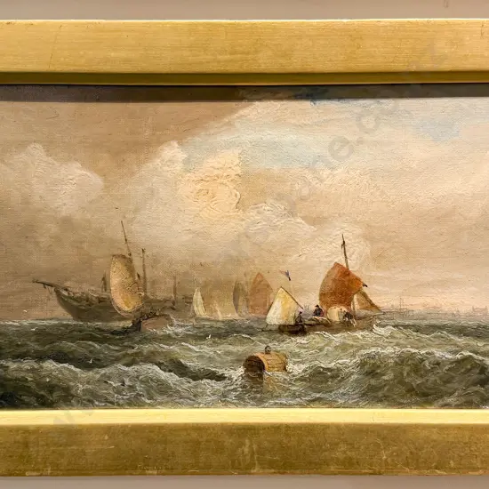 19th Century Oil Fishing Boats Off The English Coast