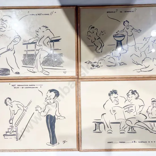 Four Jim Jam /framed Vintage Cartoons