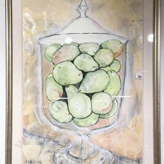 Irene Callaghan - "Pears in a Large Glass" - Mixed Media