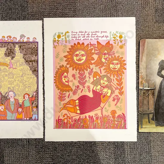 Two Barbara Hanrahan Ltd Ed Prints on Handmade Paper together with other