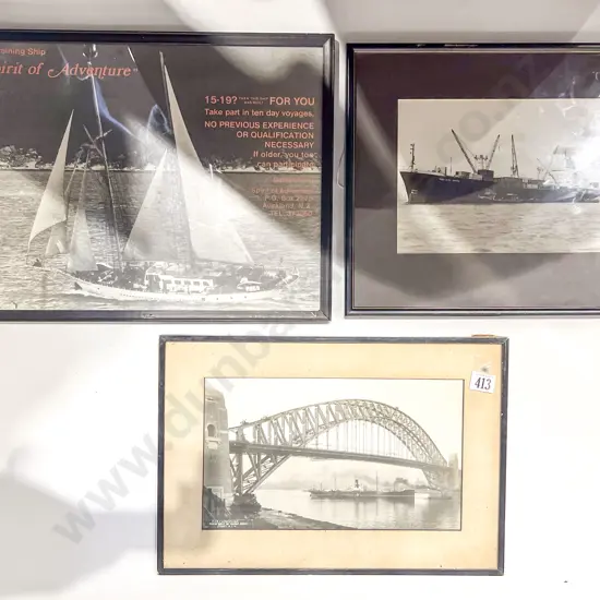 Two Assorted Black & White Maritime Photographs & Other