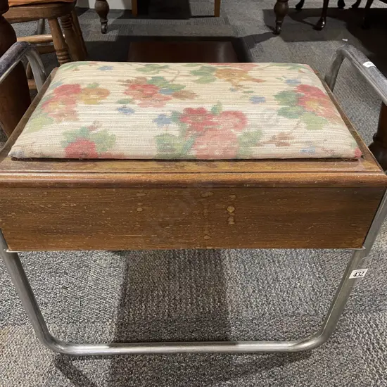 Vintage Piano Stool with Lidded Compartment