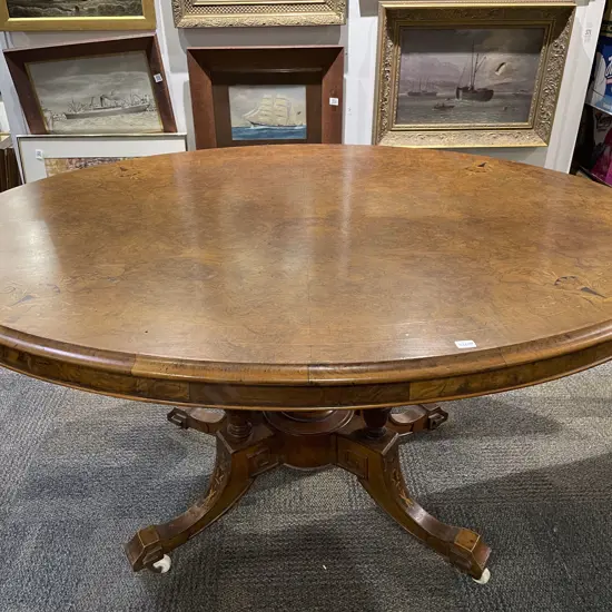 Burr Walnut Inlaid Loo Table
