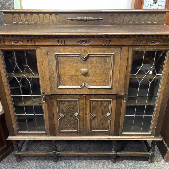 Edwardian Oak Secretaire Sideboard