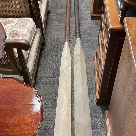 Two Large Wooden Antique Oars