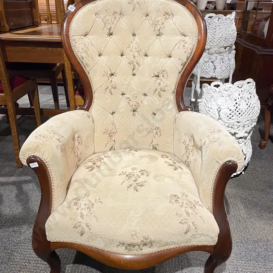 Victorian Mahogany Buttonback Grandfather Chair