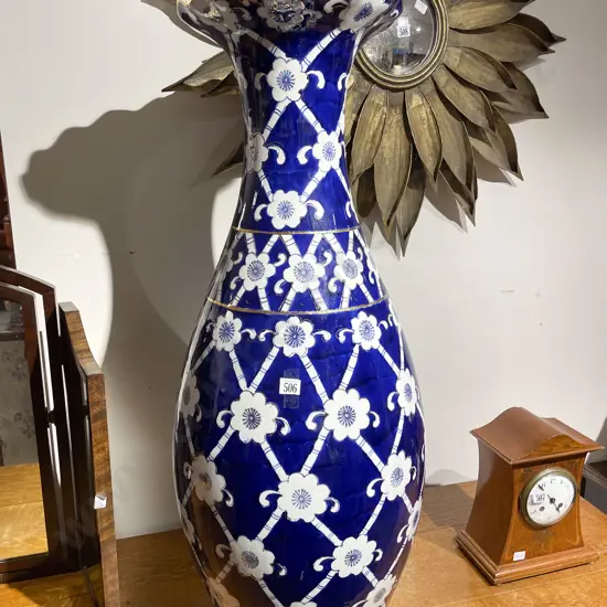 Large Flooring Standing Blue & White Decorators Vase