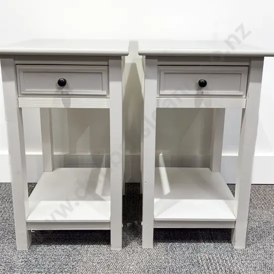 Pair of White Painted Bedside Tables