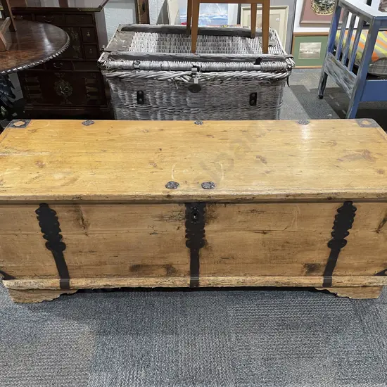 Antique European Pine Blanket Chest