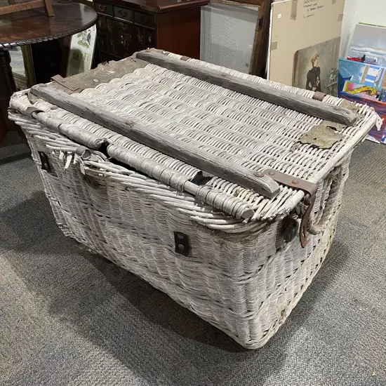 Large Antique Wicker Laundry Basket