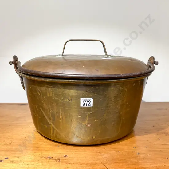 Vintage Brass Jam Pan with Associated Copper Lid