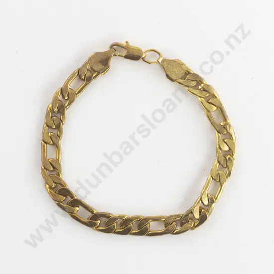 18ct Modern Flat Mixed Curb Link Bracelet