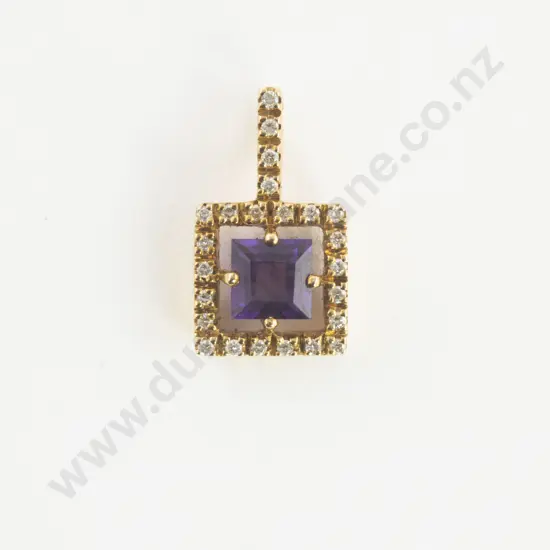 18ct 25Stone Amethyst & Diamond Pendant