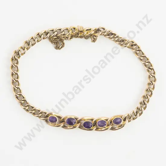 9ct Five Stone Amethyst Bracelet