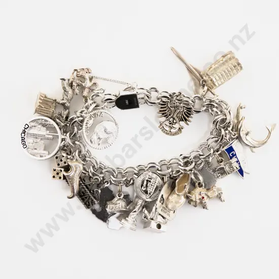 S/S Double Curb Link Charm Bracelet