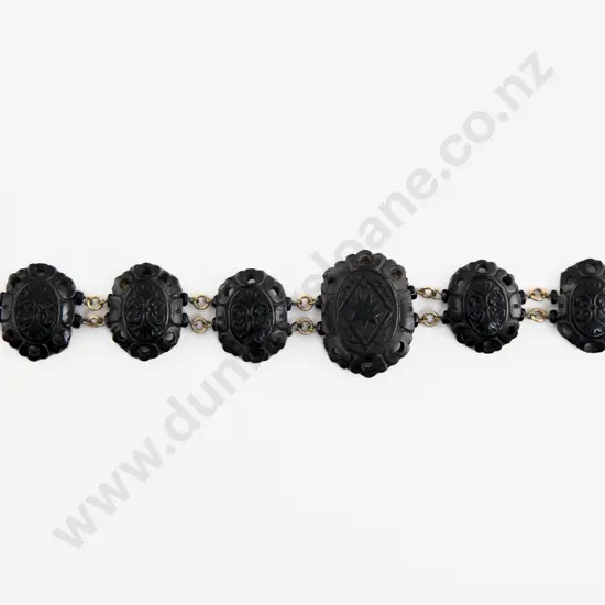 Victorian Jet Carved Panel Bracelet