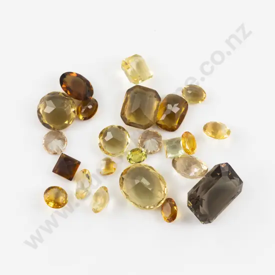 Quantity of Citrine and Smoky Quartz Crystal Gem Stones