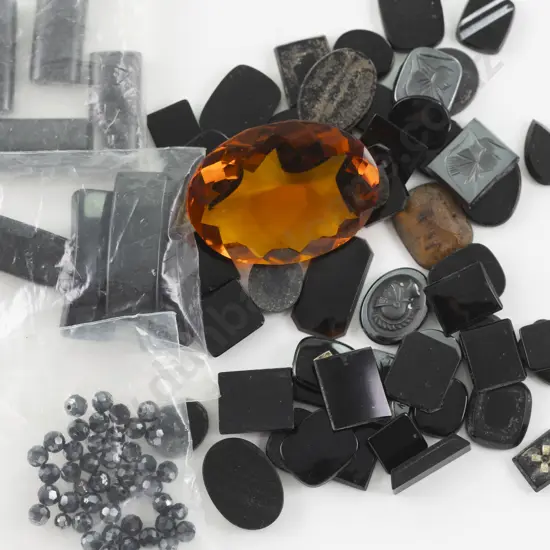 Quantity of Black Glass Stone and Jewellery Pieces