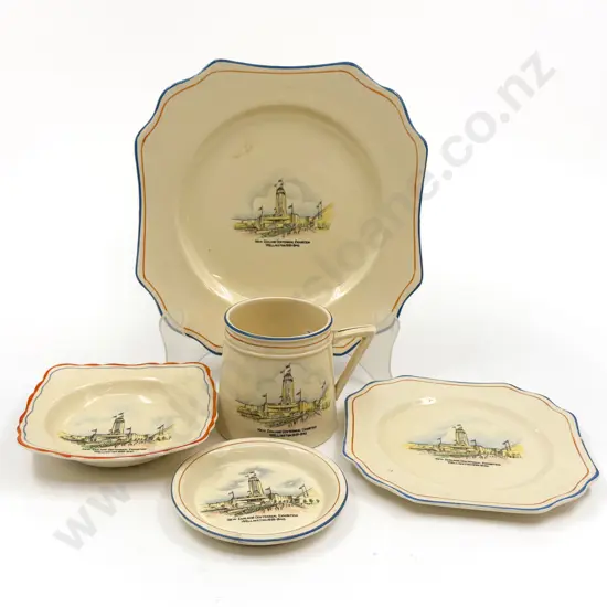 Five Pieces Crown Devon NZ Centennial 1940 Commemorative China
