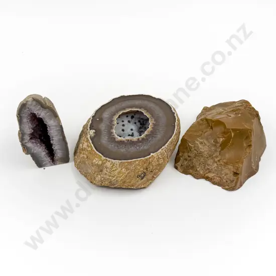 Amethyst Geode together with Fossiled Wood & Other