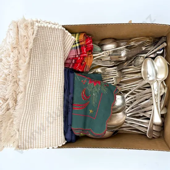 Quantity of Assorted S/P Cutlery incl Table Linen