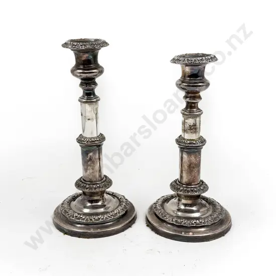 Pair of Sheffield Plate Telescopic Candlesticks