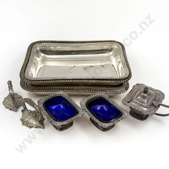 Pair S/P Entree Dishes & Three Piece Cruet Set