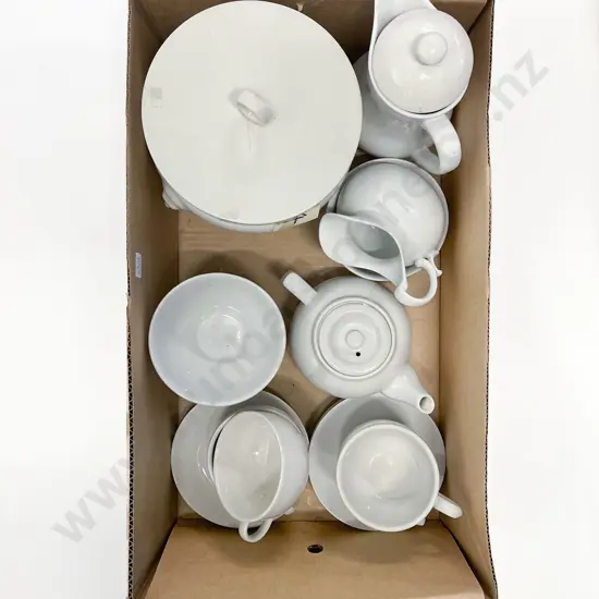 Box of Assorted White Crockery