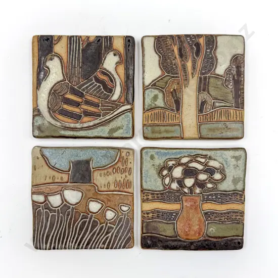 Four Maria Geurten English Ceramic Wall Hanging Tiles