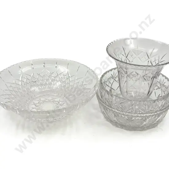 Three Crystal Bowls & Tudor Crystal Vase