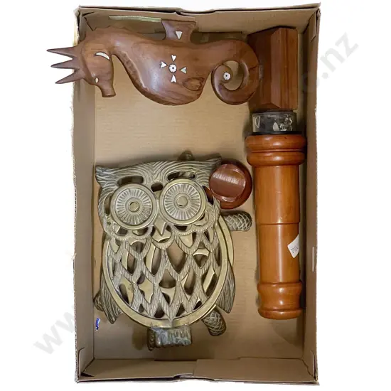 Cast Brass Owl Trivet & Others