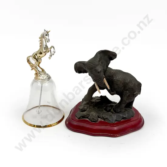 Elephant Ornament & Austrian Crystal Bell