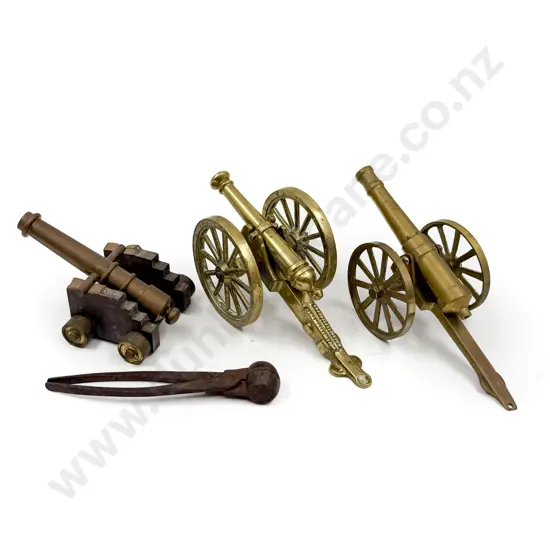 Three Cast Brass Model Canons & Other