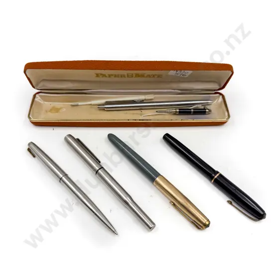Conway Stewart & Parker Fountain Pens with others (Parker Ballpoint broken clip)