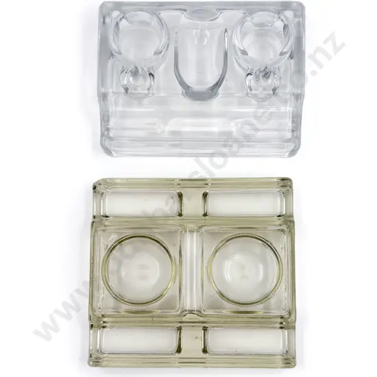 Two Cast Glass Inkstands