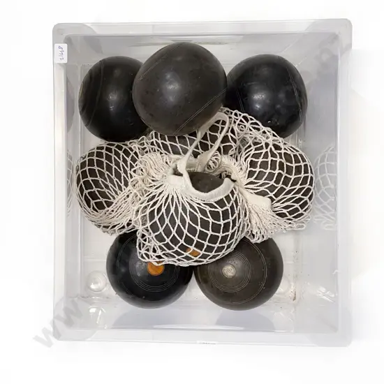 Nine Vintage Lawn Bowls