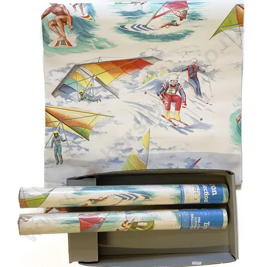 Two Rolls of Vintage Surfing Themed Wallpaper & One Part Roll