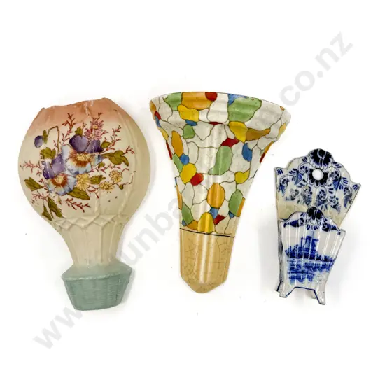 Three Vintage Wall Pockets