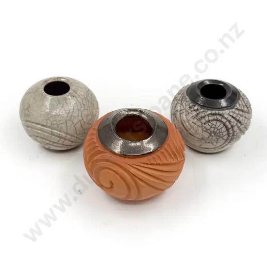 Three NZ Pottery Posy Vases