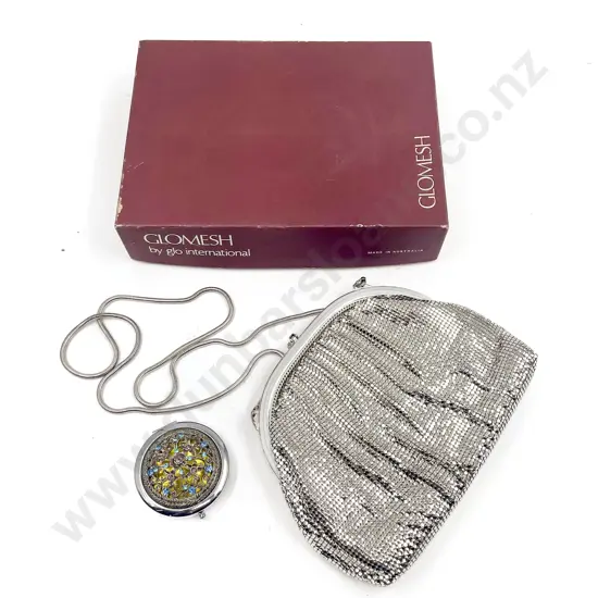 Boxed Circa 1980's Glomesh Handbag together with Compact