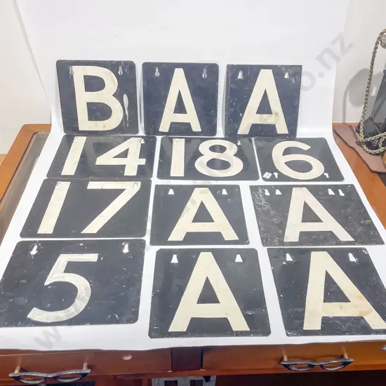 Twelve Painted Tin Scoring Letters & Numbers