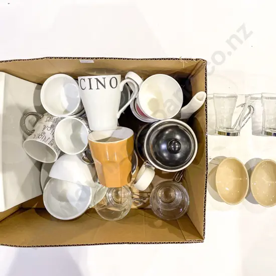 Box of Assorted China & Glassware