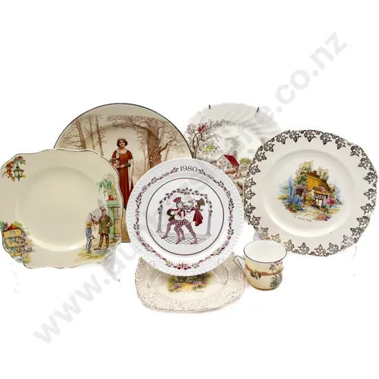 RD Shakespeare Head Rack Plate with Five Other Cake Plates & Doulton Cup