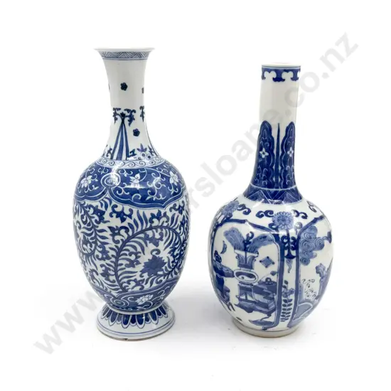 Two Chinese Underglaze Blue Vases