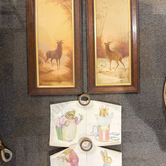 Pair of Oak Framed Deer Studies - Pastel on Paper